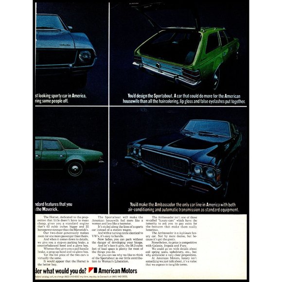 1971 AMC Car Line Up Javelin Matador Gremlin 2 Page Vintage Print Ad Wall Art - Picture 2 of 3